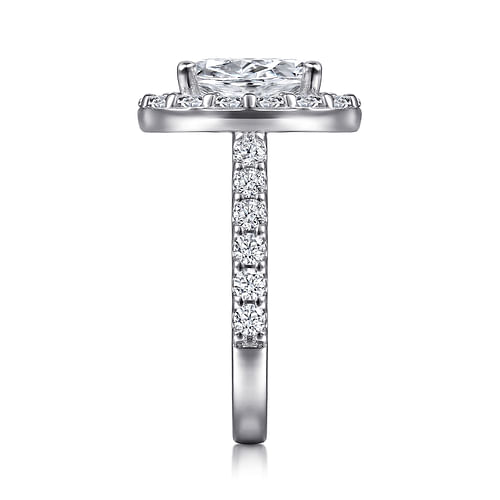 14K White Gold Oval Halo Diamond Engagement Ring