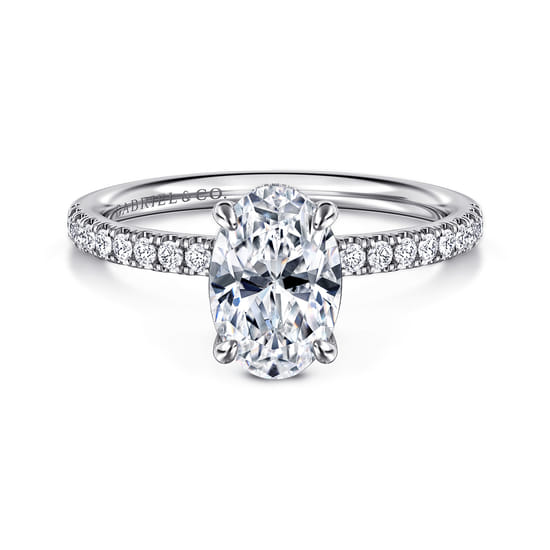 Gabriel - 14K White Gold Oval Hidden Halo Diamond Engagement Ring Gabriel - 14K White Gold Oval Hidden Halo Diamond Engagement Ring