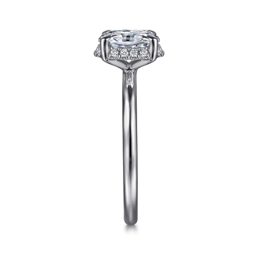 14K White Gold Oval Hidden Halo Diamond Engagement Ring
