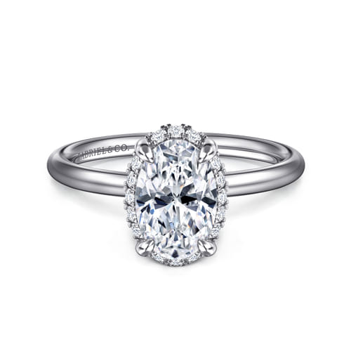 14K White Gold Oval Hidden Halo Diamond Engagement Ring 14K White Gold Oval Hidden Halo Diamond Engagement Ring