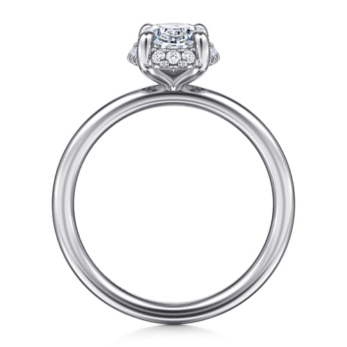 14K White Gold Oval Hidden Halo Diamond Engagement Ring 14K White Gold Oval Hidden Halo Diamond Engagement Ring