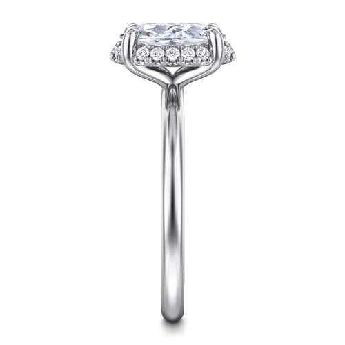 14K White Gold Oval Hidden Halo Diamond Engagement Ring 14K White Gold Oval Hidden Halo Diamond Engagement Ring