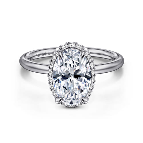 14K White Gold Oval Hidden Halo Diamond Engagement Ring 14K White Gold Oval Hidden Halo Diamond Engagement Ring