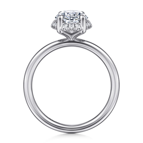 14K White Gold Oval Hidden Halo Diamond Engagement Ring 14K White Gold Oval Hidden Halo Diamond Engagement Ring