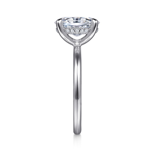 14K White Gold Oval Hidden Halo Diamond Engagement Ring