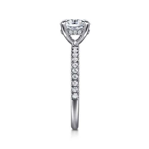 14K White Gold Oval Hidden Halo Diamond and Engagement Ring