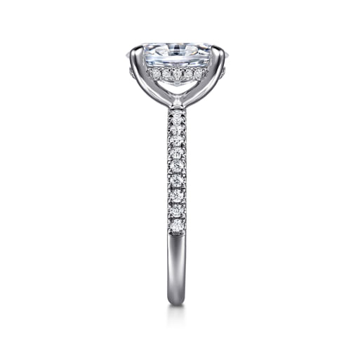14K White Gold Oval Hidden Halo Diamond and Engagement Ring
