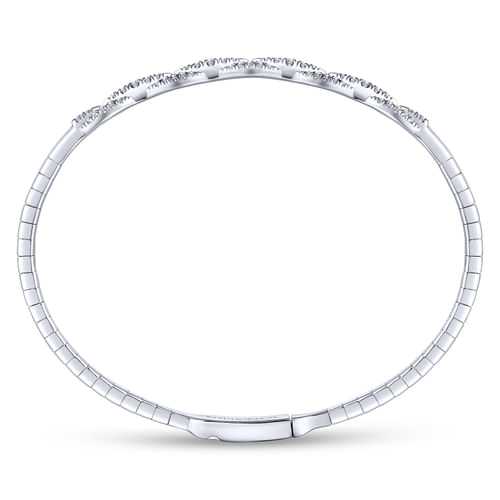 14K White Gold Oval Link Diamond Bangle