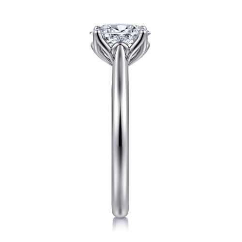 14K White Gold Oval Lotus Diamond Engagement Ring