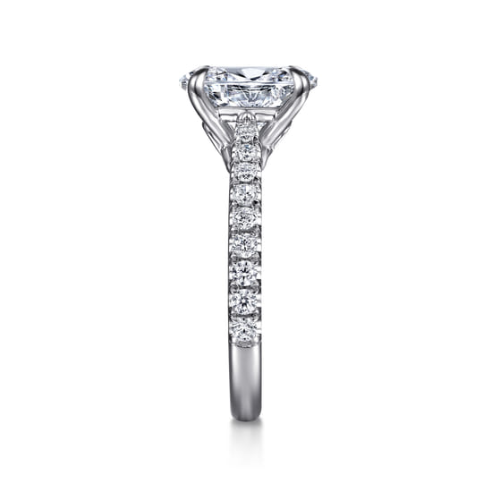 14K White Gold Oval Lotus Diamond Engagement Ring angle 5