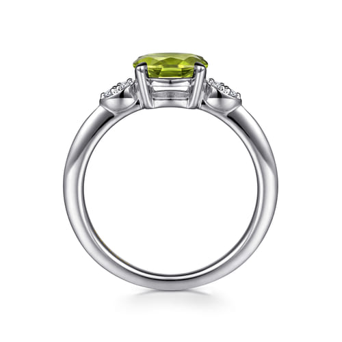 14K White Gold Oval Peridot and Diamond Promise Ring 14K White Gold Oval Peridot and Diamond Promise Ring