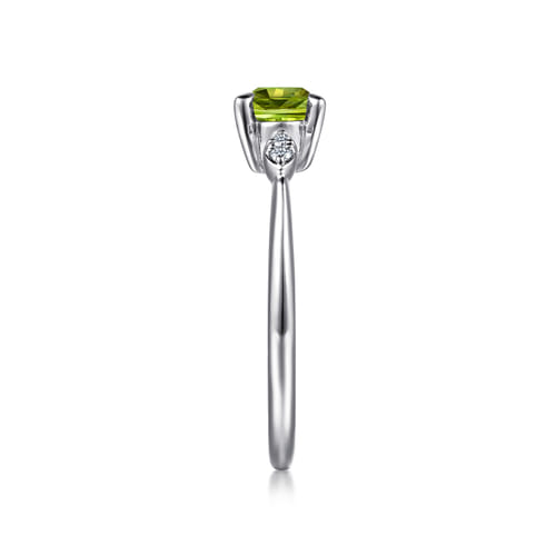 14K White Gold Oval Peridot and Diamond Promise Ring 14K White Gold Oval Peridot and Diamond Promise Ring
