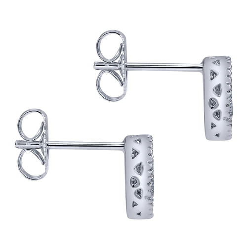 14K White Gold Oval Sapphire and Diamond Halo Stud Earrings
