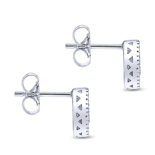 14K White Gold Oval Sapphire and Diamond Halo Stud Earrings