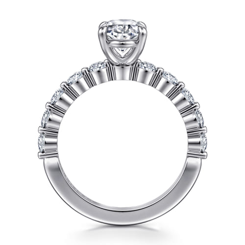 14K White Gold Oval Single Prong Diamond Engagement Ring