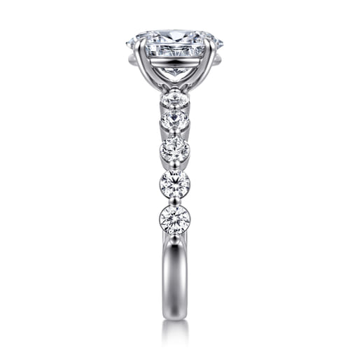 14K White Gold Oval Single Prong Diamond Engagement Ring