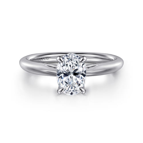 14K White Gold Oval Solitaire Diamond Engagement Ring