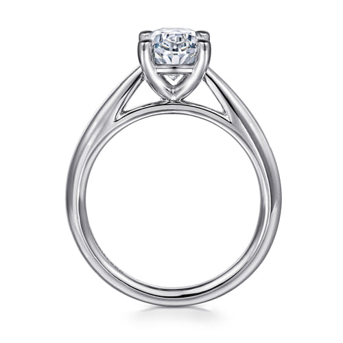 14K White Gold Oval Solitaire Diamond Engagement Ring