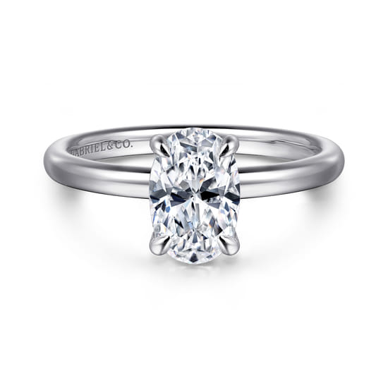 Gabriel - 14K White Gold Oval Solitaire Diamond Engagement Ring