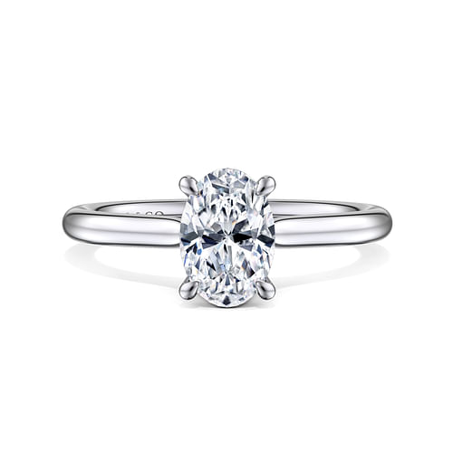 14K White Gold Oval Solitaire Diamond Engagement Ring