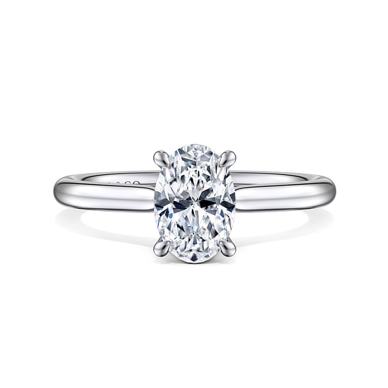Gabriel - 14K White Gold Oval Solitaire Diamond Engagement Ring