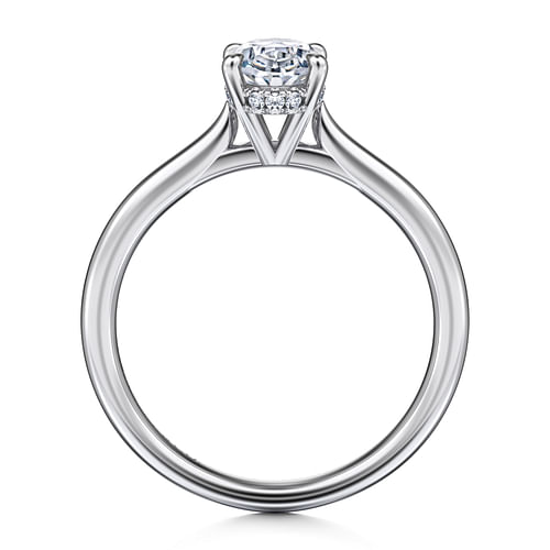 14K White Gold Oval Solitaire Diamond Engagement Ring