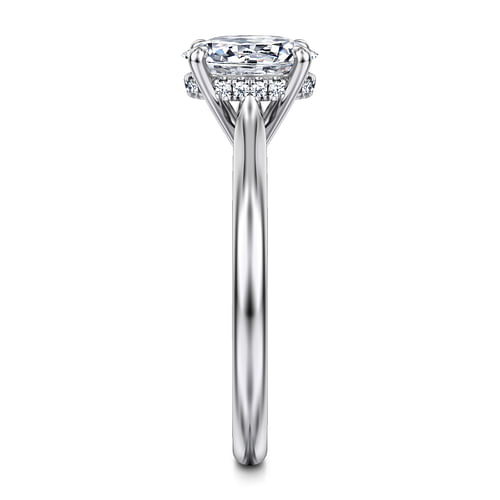 14K White Gold Oval Solitaire Diamond Engagement Ring