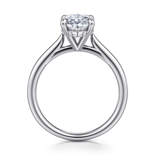 14K White Gold Oval Solitaire Diamond Engagement Ring