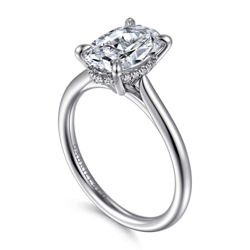 14K White Gold Oval Solitaire Diamond Engagement Ring