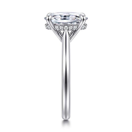 14K White Gold Oval Solitaire Diamond Engagement Ring
