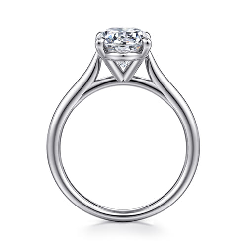 14K White Gold Oval Solitaire Diamond Engagement Ring