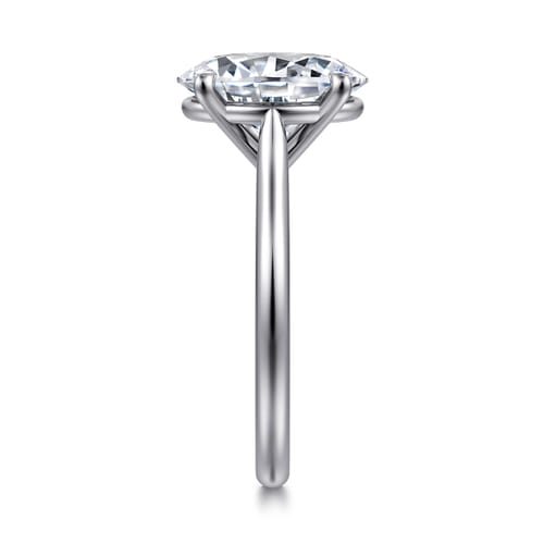 14K White Gold Oval Solitaire Diamond Engagement Ring