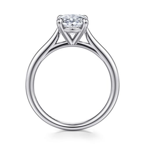 14K White Gold Oval Solitaire Diamond Engagement Ring