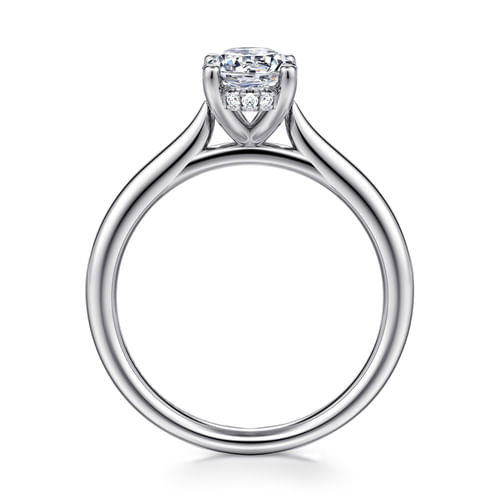14K White Gold Oval Solitaire Diamond Engagement Ring