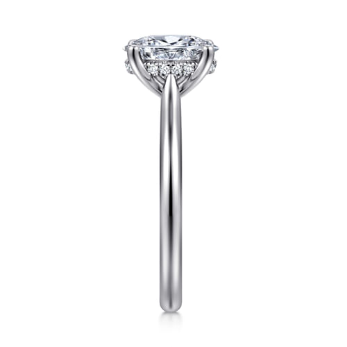 14K White Gold Oval Solitaire Diamond Engagement Ring