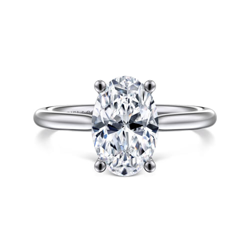 14K White Gold Oval Solitaire Diamond Engagement Ring