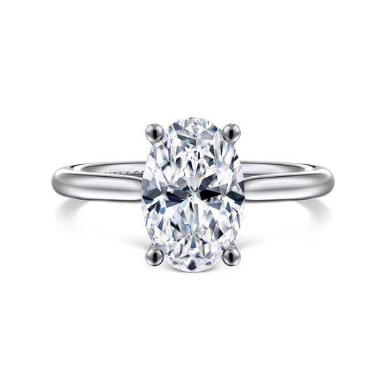 Gabriel - 14K White Gold Oval Solitaire Diamond Engagement Ring