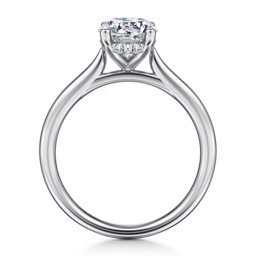 14K White Gold Oval Solitaire Diamond Engagement Ring