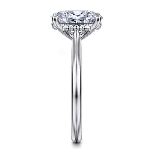 14K White Gold Oval Solitaire Diamond Engagement Ring