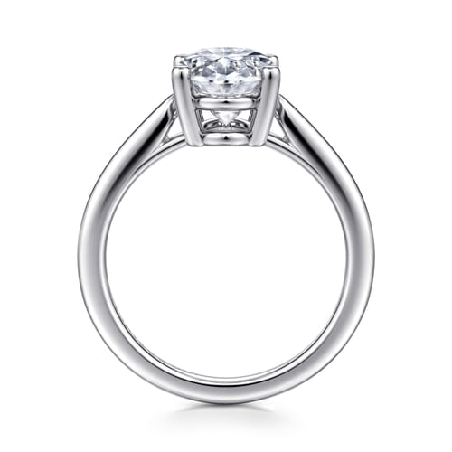 14K White Gold Oval Solitaire Diamond Engagement Ring