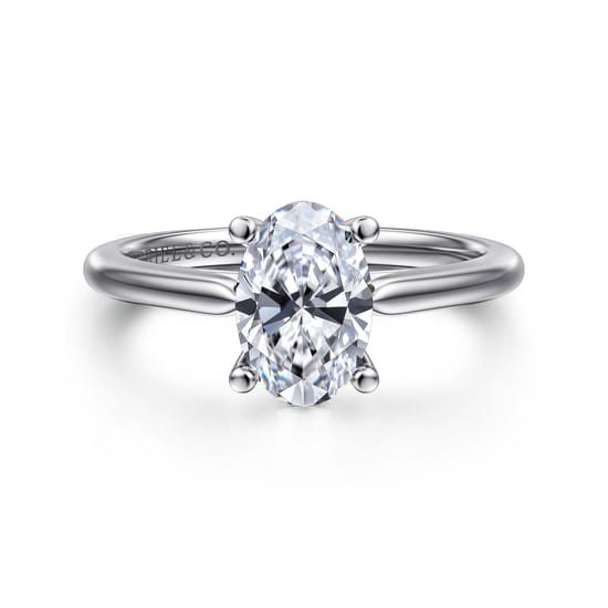 Gabriel - 14K White Gold Oval Solitaire Diamond Engagement Ring