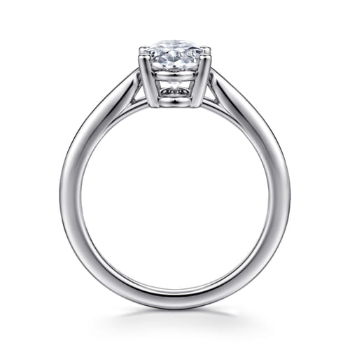 14K White Gold Oval Solitaire Diamond Engagement Ring