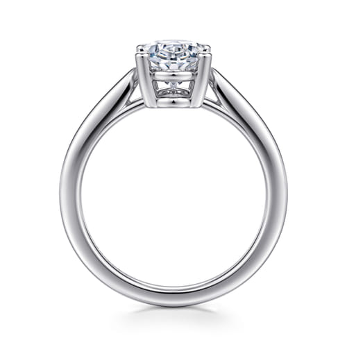 14K White Gold Oval Solitaire Diamond Engagement Ring