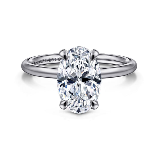 Gabriel - 14K White Gold Oval Solitaire Diamond Engagement Ring