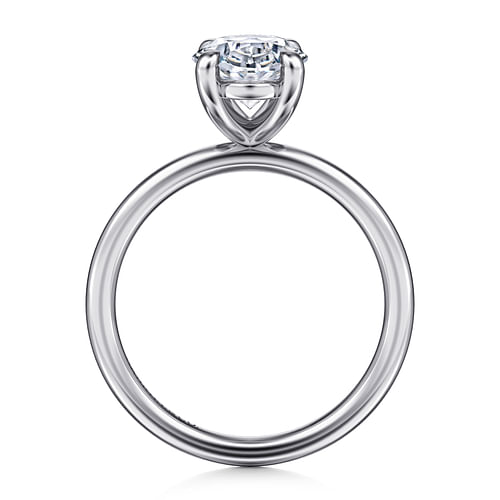 14K White Gold Oval Solitaire Diamond Engagement Ring