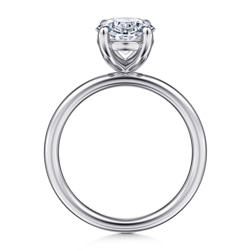 14K White Gold Oval Solitaire Diamond Engagement Ring