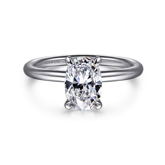 Gabriel - 14K White Gold Oval Solitaire Diamond Engagement Ring