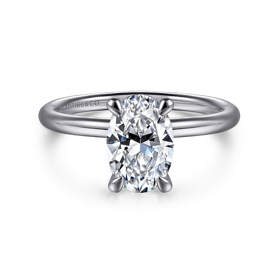 Gabriel - 14K White Gold Oval Solitaire Diamond Engagement Ring