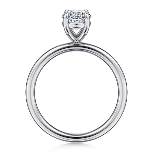 14K White Gold Oval Solitaire Diamond Engagement Ring