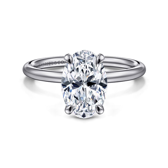 Gabriel - 14K White Gold Oval Solitaire Diamond Engagement Ring